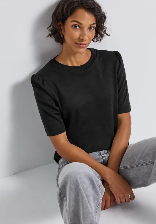Basic Shirt met rimpels Black