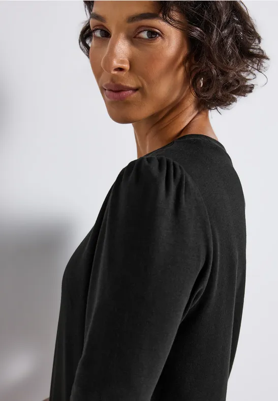 Basic Shirt met rimpels Black