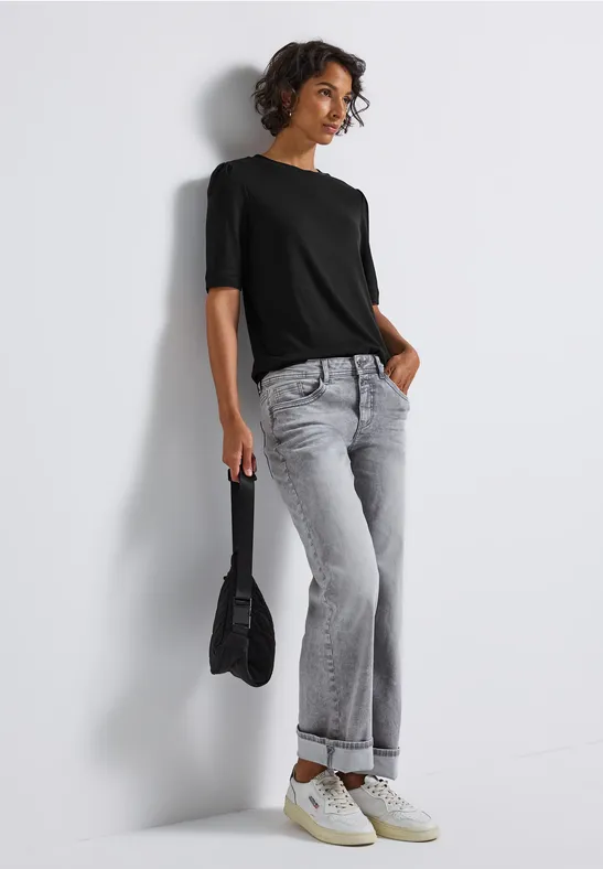 Basic Shirt met rimpels Black