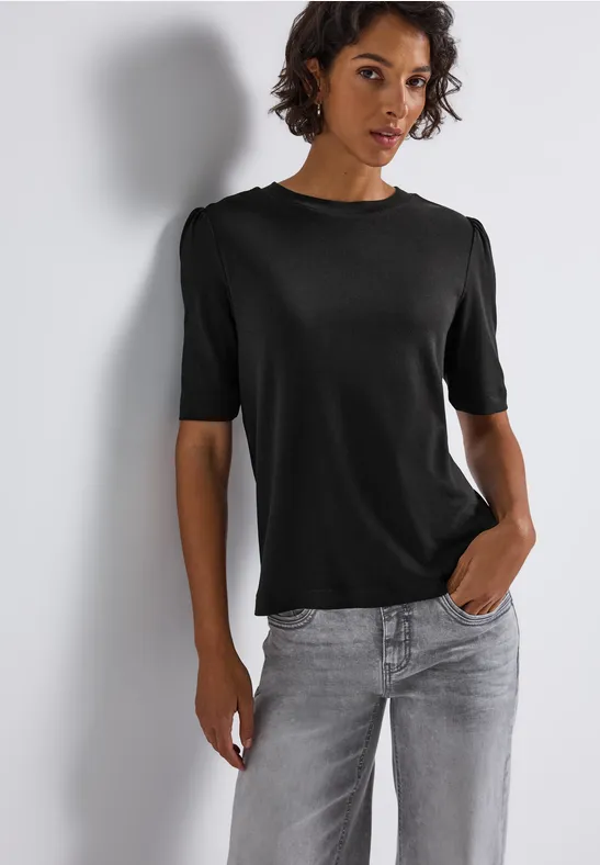 Basic Shirt met rimpels Black