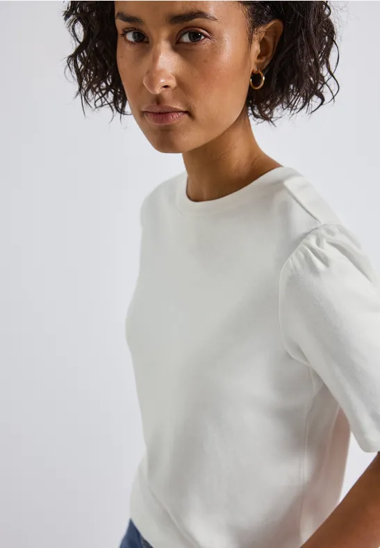 Basic Shirt met rimpels off white