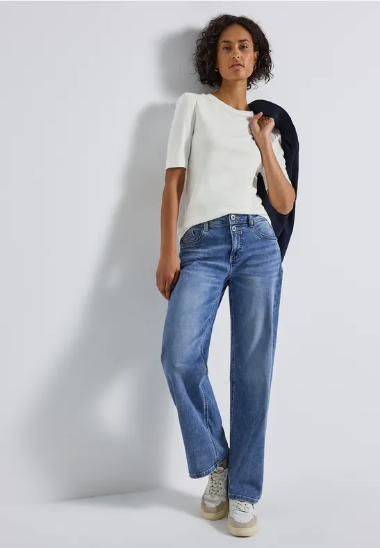Basic Shirt met rimpels off white