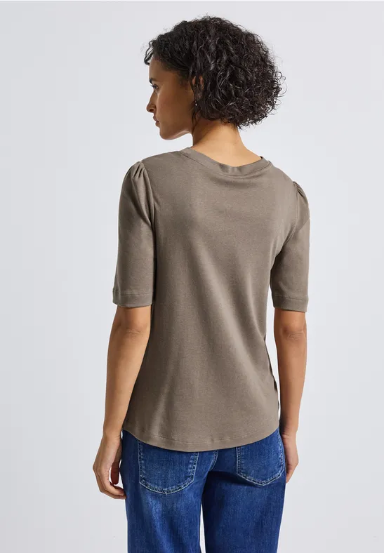 Basic Shirt met rimpels bark brown