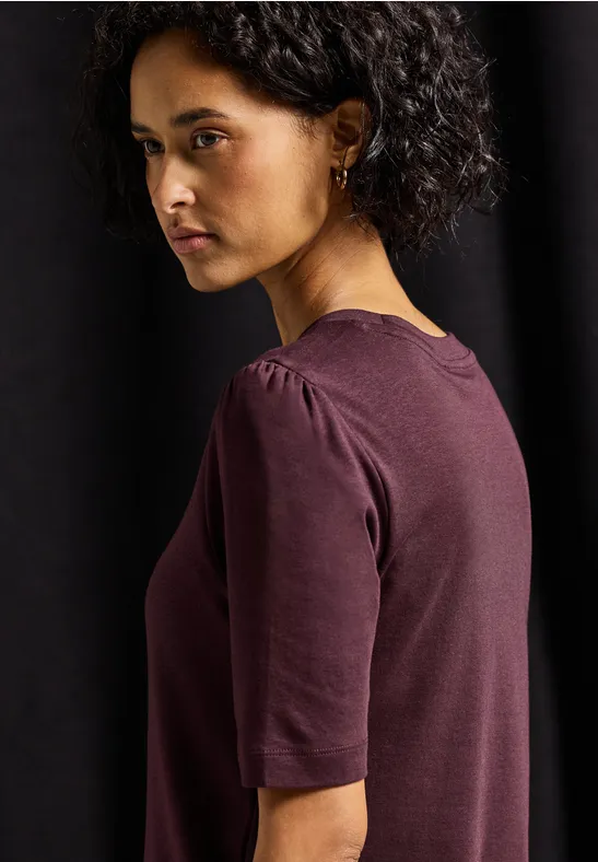Basic T-Shirt mit Raffung jazz berry
