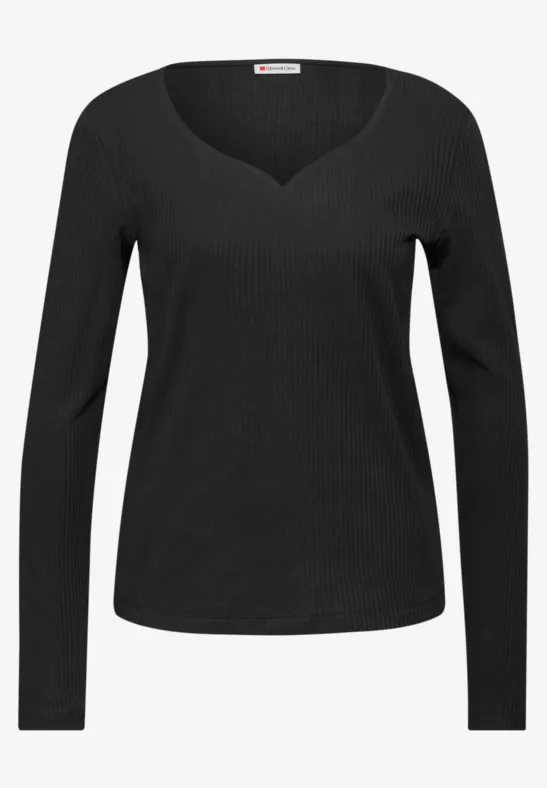 Shirt met hartvormige halslijn Black