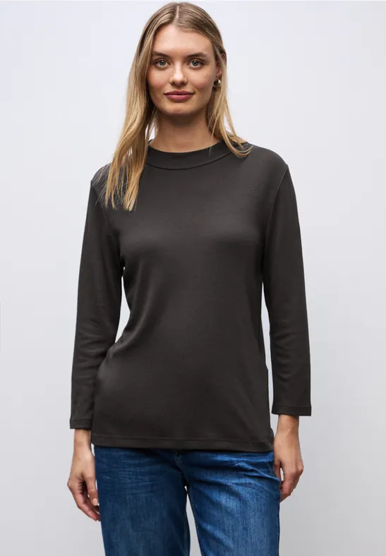 Basic col shirt darkest brown