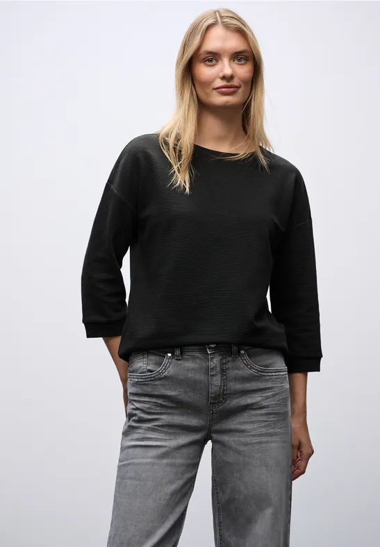 Gestructureerd gemengd shirt Black