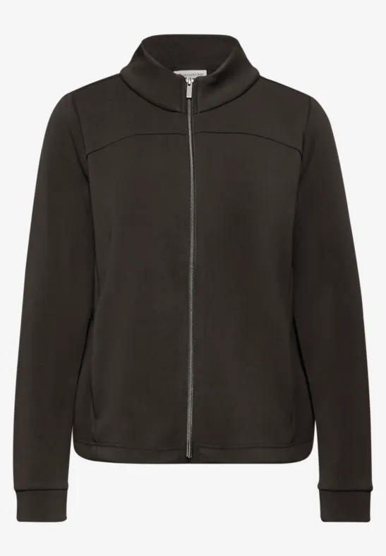 Silk-Look jas met ritssluiting darkest brown