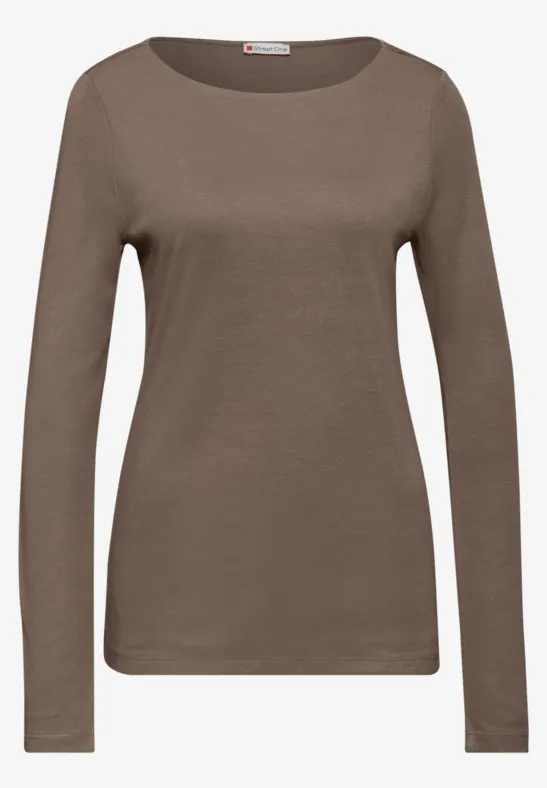 Basic shirt met lange mouwen silk brown