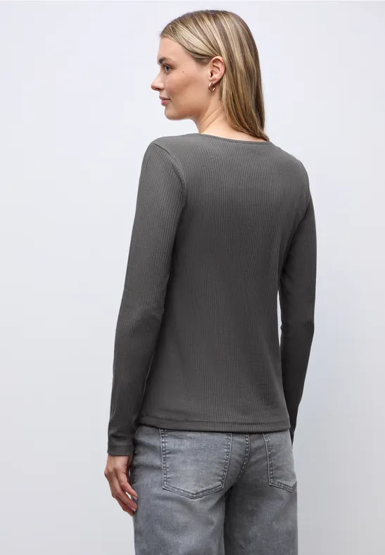 Shirt met hartvormige halslijn lead grey