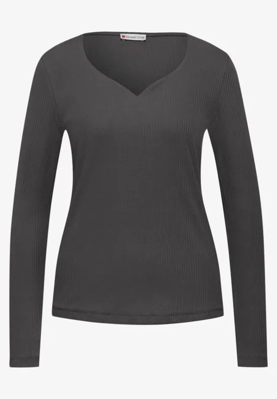 Shirt met hartvormige halslijn lead grey
