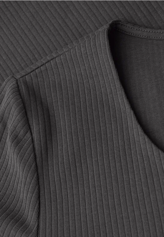 Shirt met hartvormige halslijn lead grey
