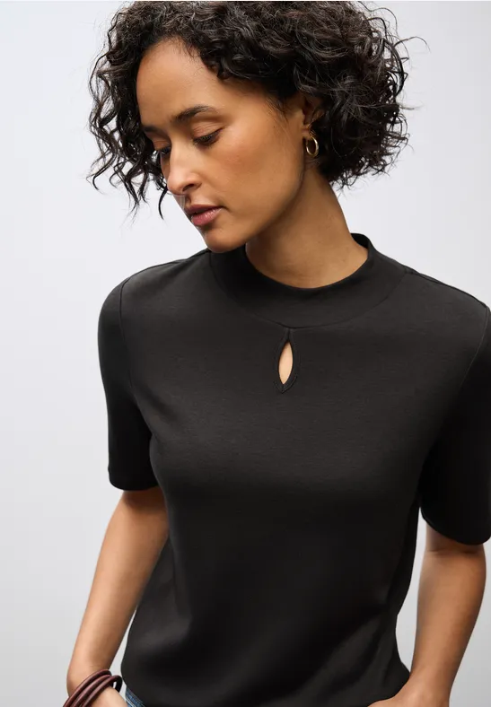 Shirt met uitgesneden detail darkest brown