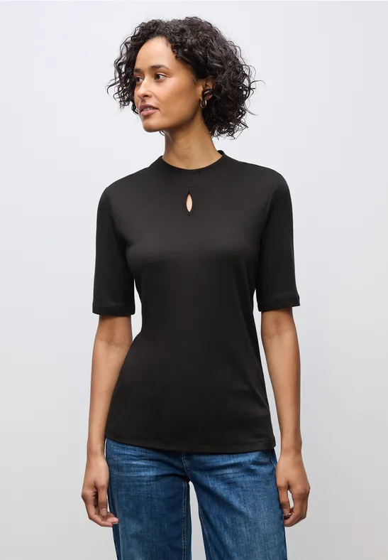 Shirt met uitgesneden detail darkest brown