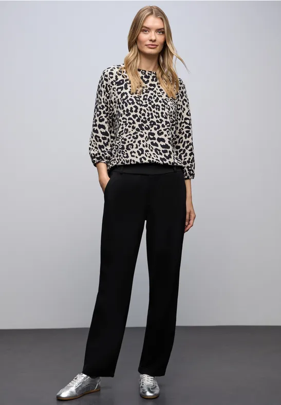 Gedessineerd jacquard shirt soft beige