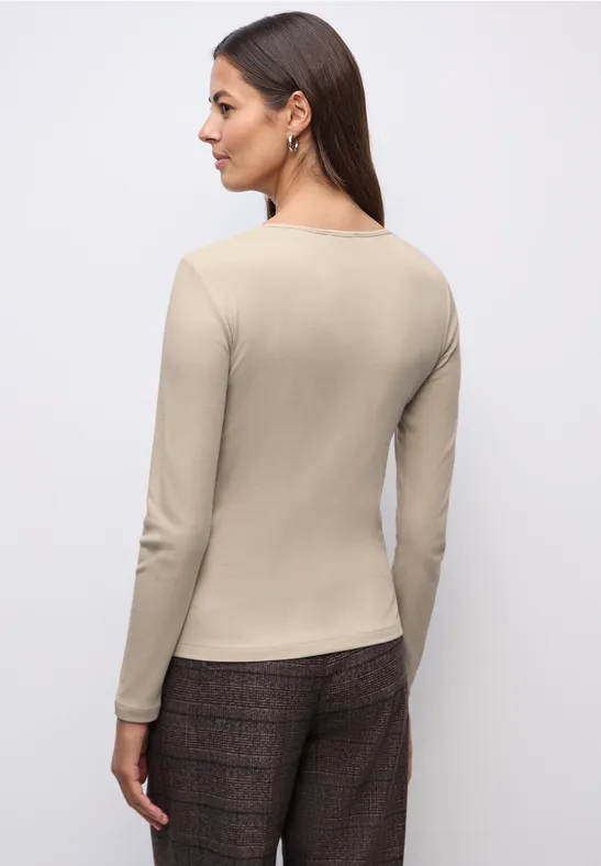 Shirt met hartvormige halslijn cotton beige