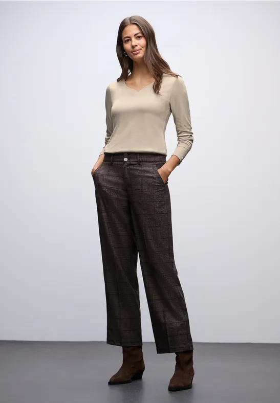 Shirt met hartvormige halslijn cotton beige