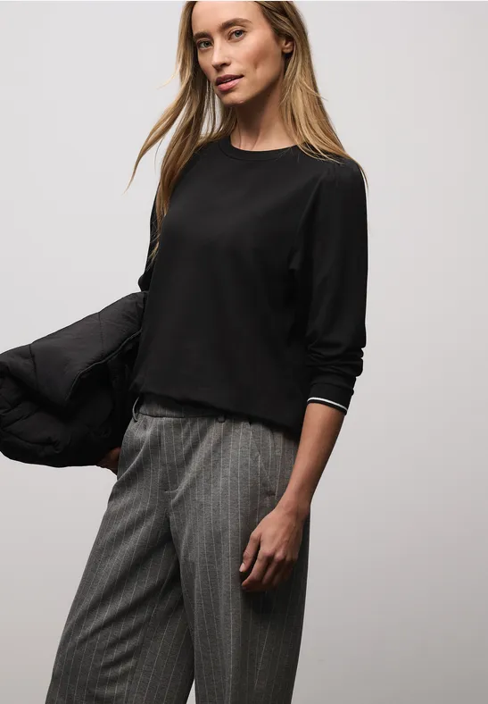 Softes Shirt mit Rippdetails Black