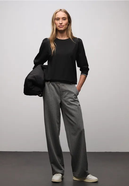 Softes Shirt mit Rippdetails Black