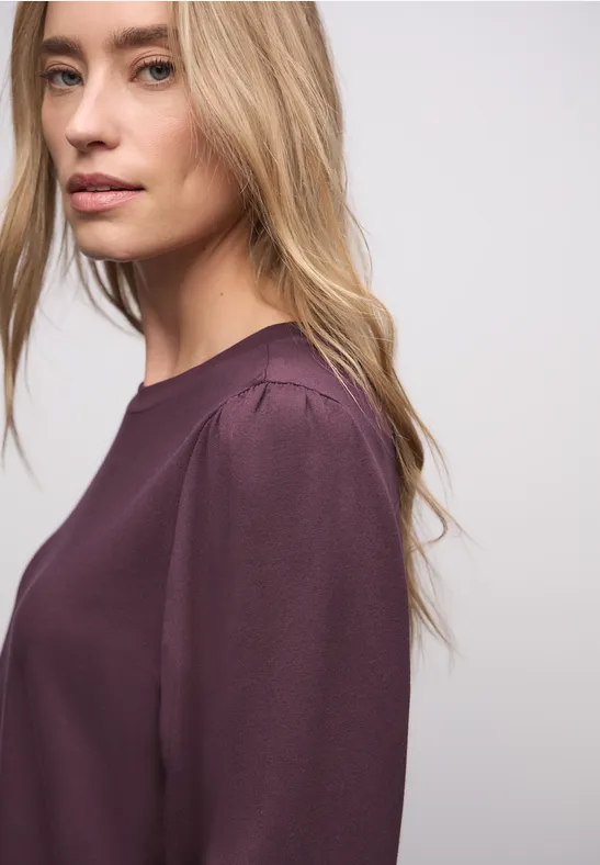 Zacht Shirt met geribde details Jazz Berry