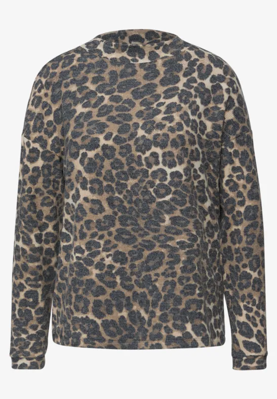 Cosy Leo-Print Shirt mocha glow