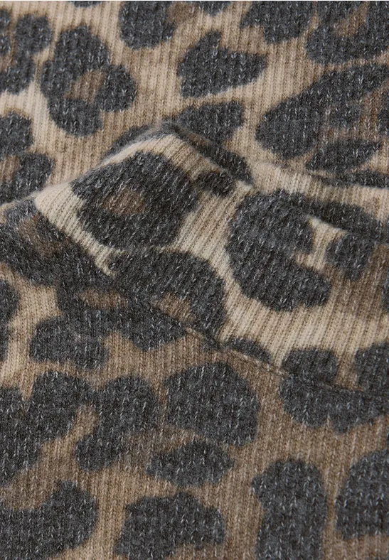 Cosy Leo-Print Shirt mocha glow