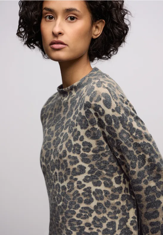 Cosy Leo-Print Shirt mocha glow