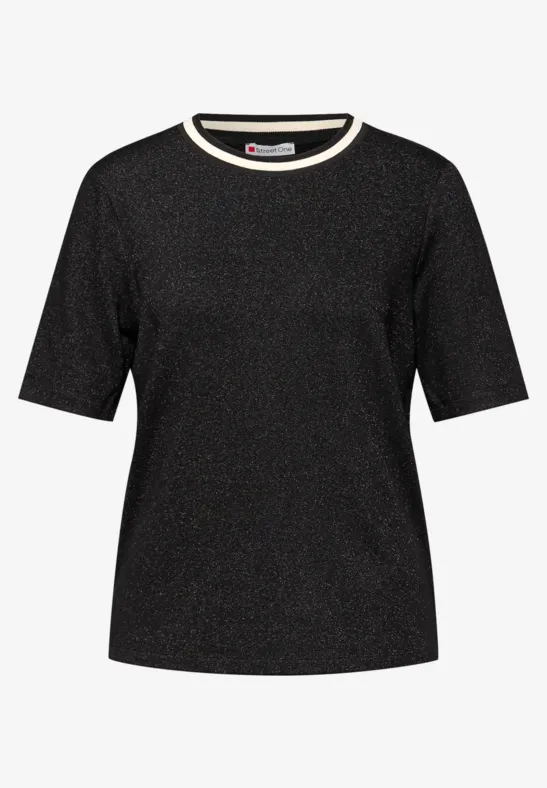 T-Shirt mit Glitzerdetails Black