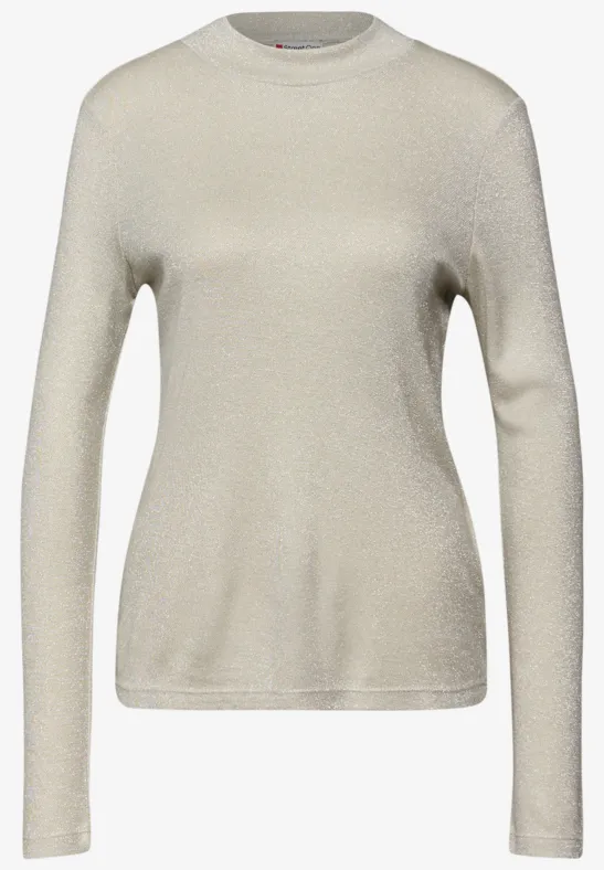 Glitterend shirt soft beige