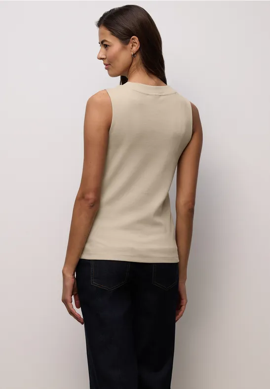 Top basique avec structure côtelée cotton beige