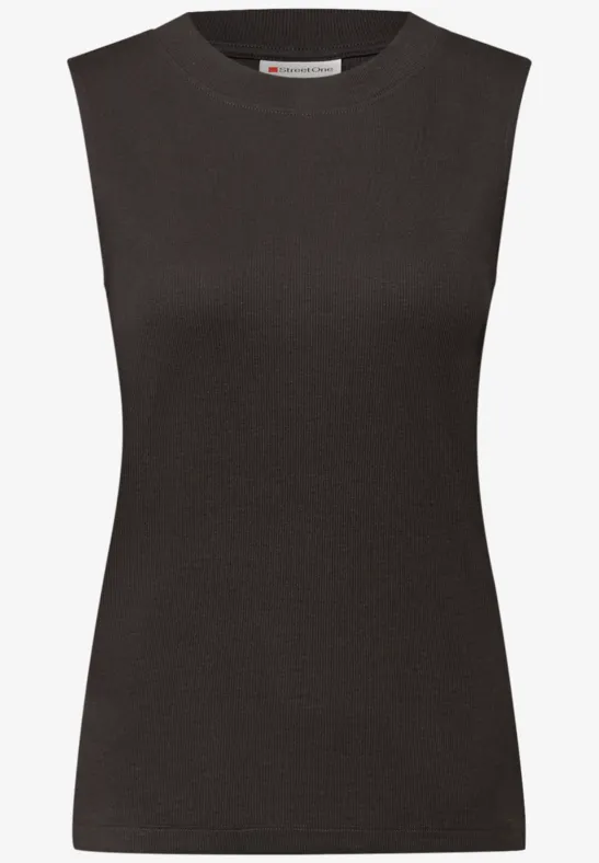 Top basique avec structure côtelée darkest brown