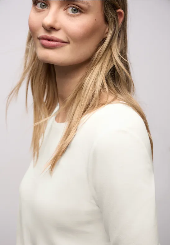 Basic Rundhalsshirt off white
