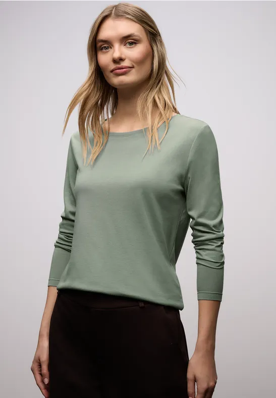 Basic shirt met ronde hals dark serene green