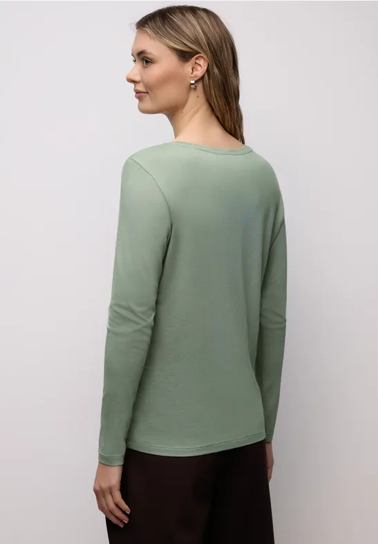 Basic shirt met ronde hals dark serene green