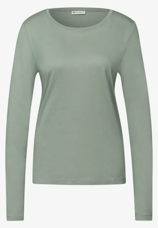 Basic shirt met ronde hals dark serene green