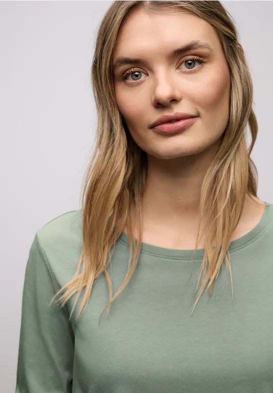 Basic shirt met ronde hals dark serene green