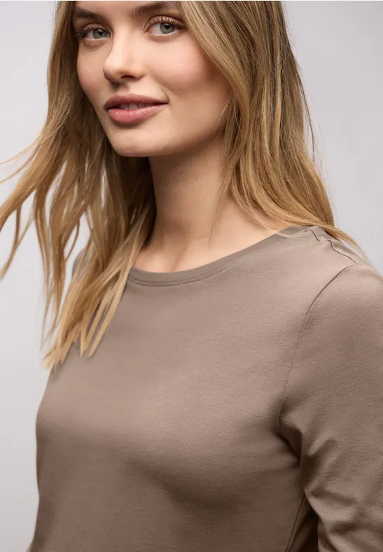 Basic Rundhalsshirt light terra mocha