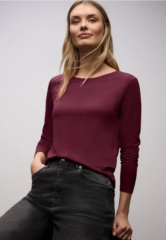 Basic Rundhalsshirt truffle red