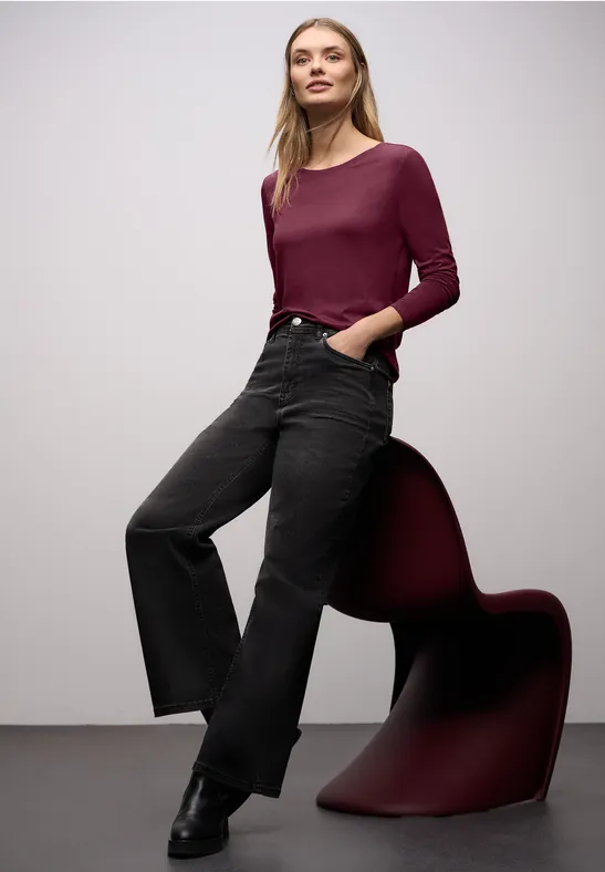 Basic Rundhalsshirt truffle red