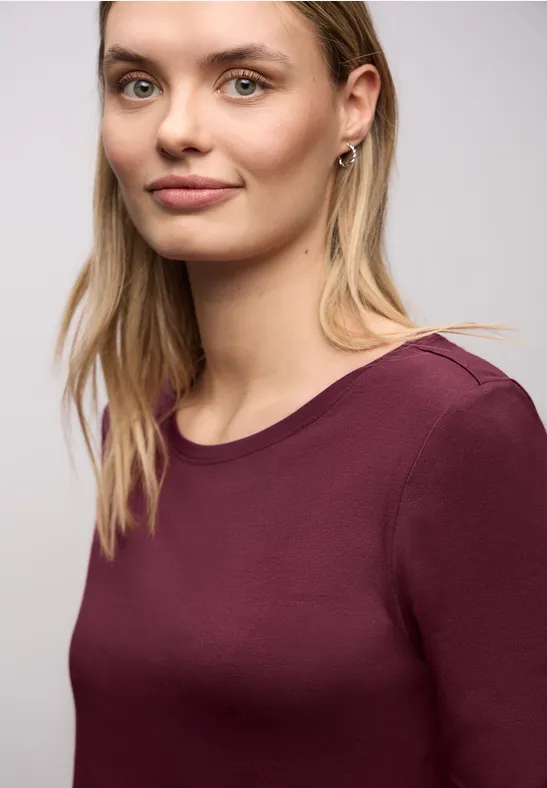 Basic Rundhalsshirt truffle red