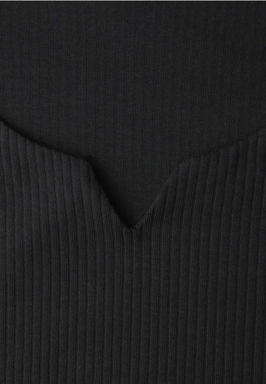 Basic Shirt mit Rippstruktur Black