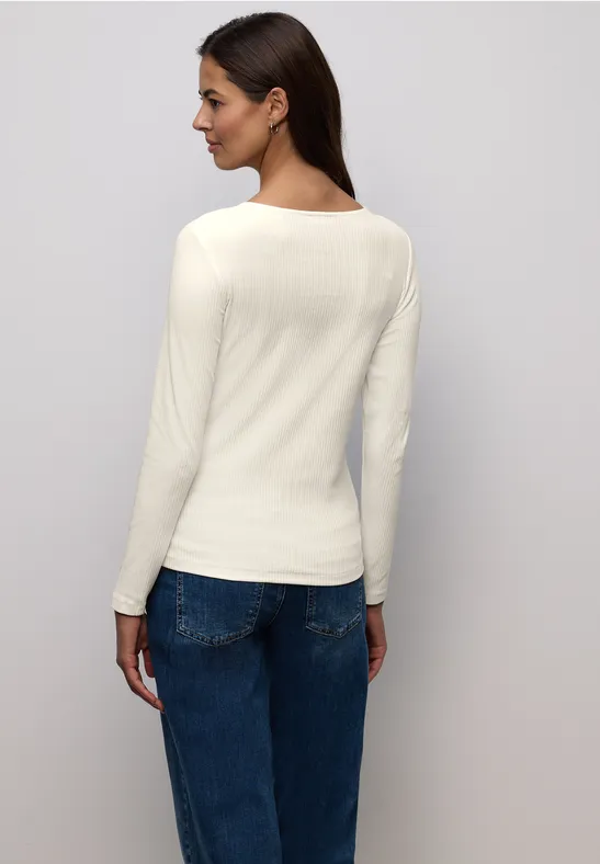 Basic Shirt mit Rippstruktur off white