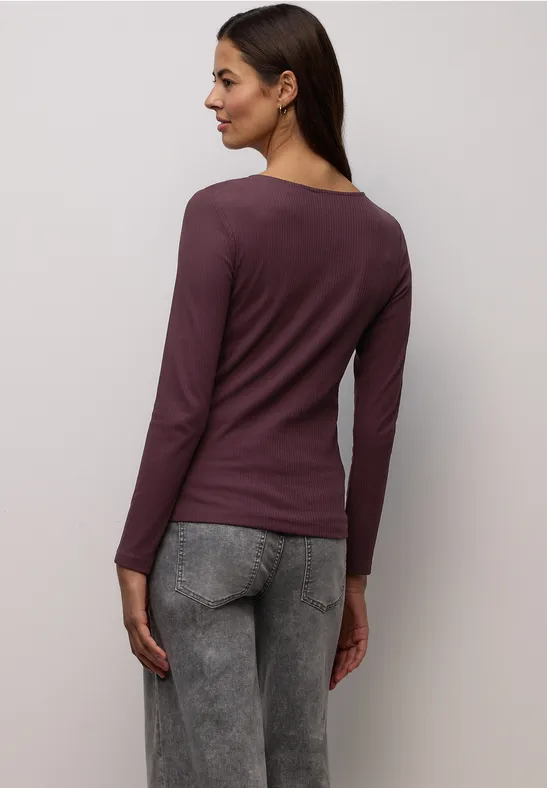 Basic Shirt mit Rippstruktur jazz berry