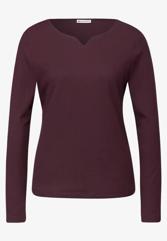 Basic Shirt mit Rippstruktur jazz berry