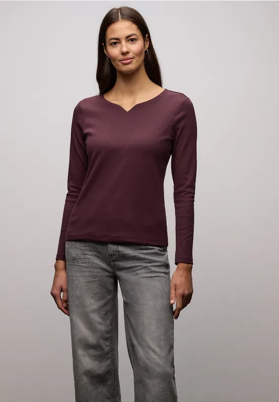 Basic Shirt mit Rippstruktur jazz berry