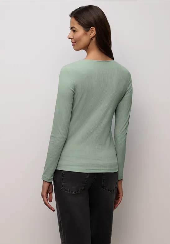 T-shirt basique avec structure côtelée dark serene green