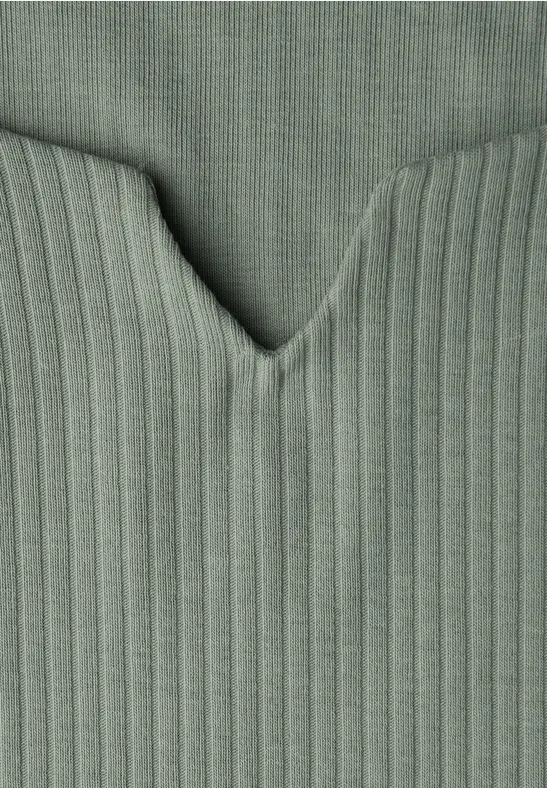 T-shirt basique avec structure côtelée dark serene green