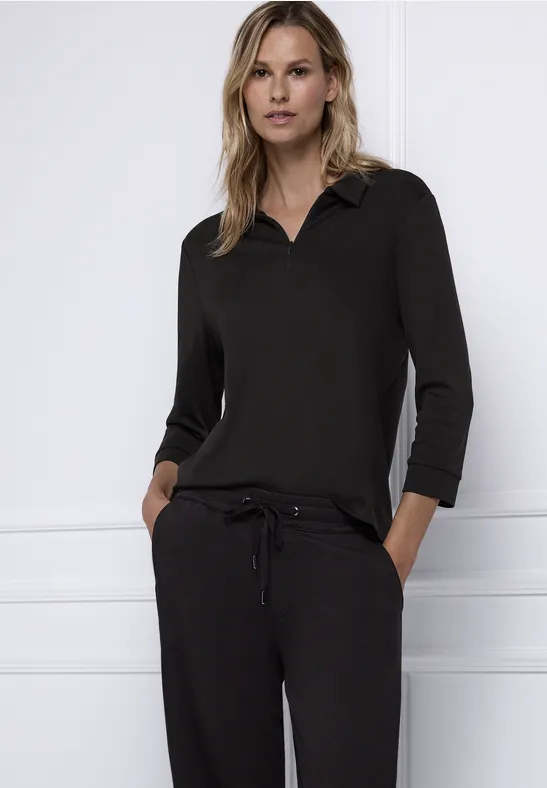 Poloshirt mit Zipper darkest brown