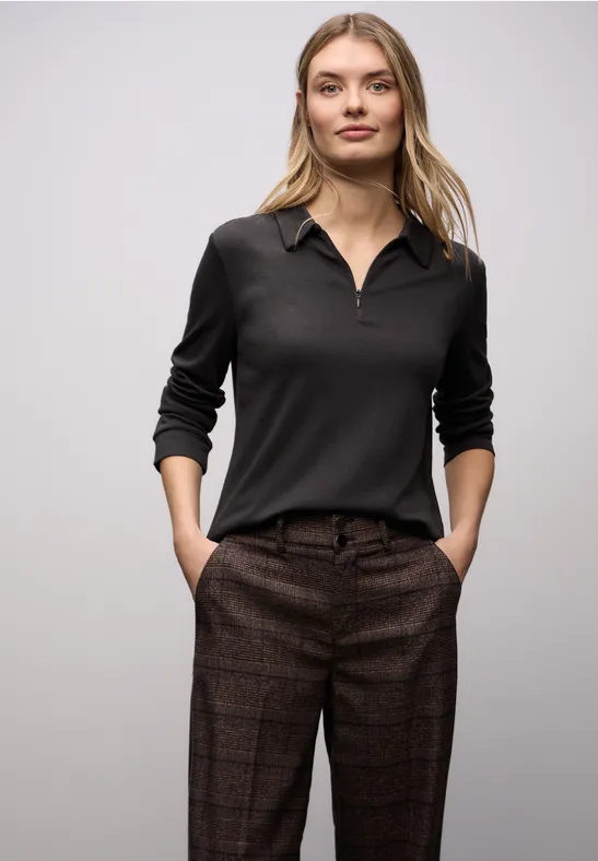 Poloshirt mit Zipper darkest brown