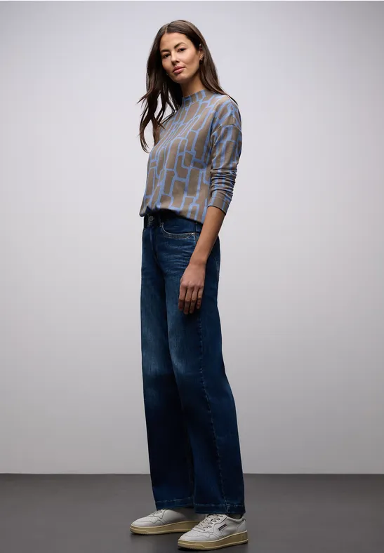 Print Shirt mit Tunnelzug frosted blue